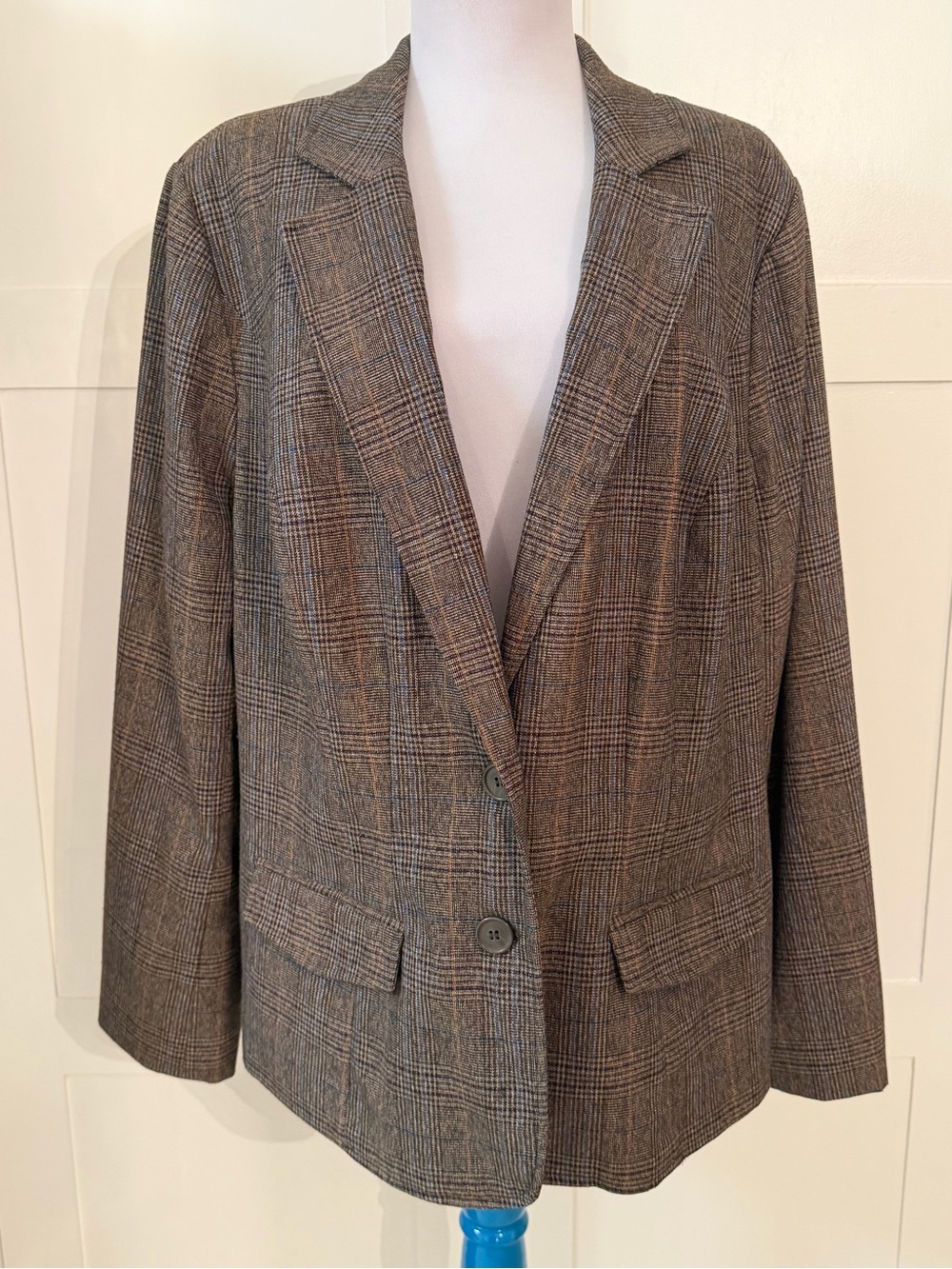 Lane Bryant Plaid Two Button Blazer in Browns